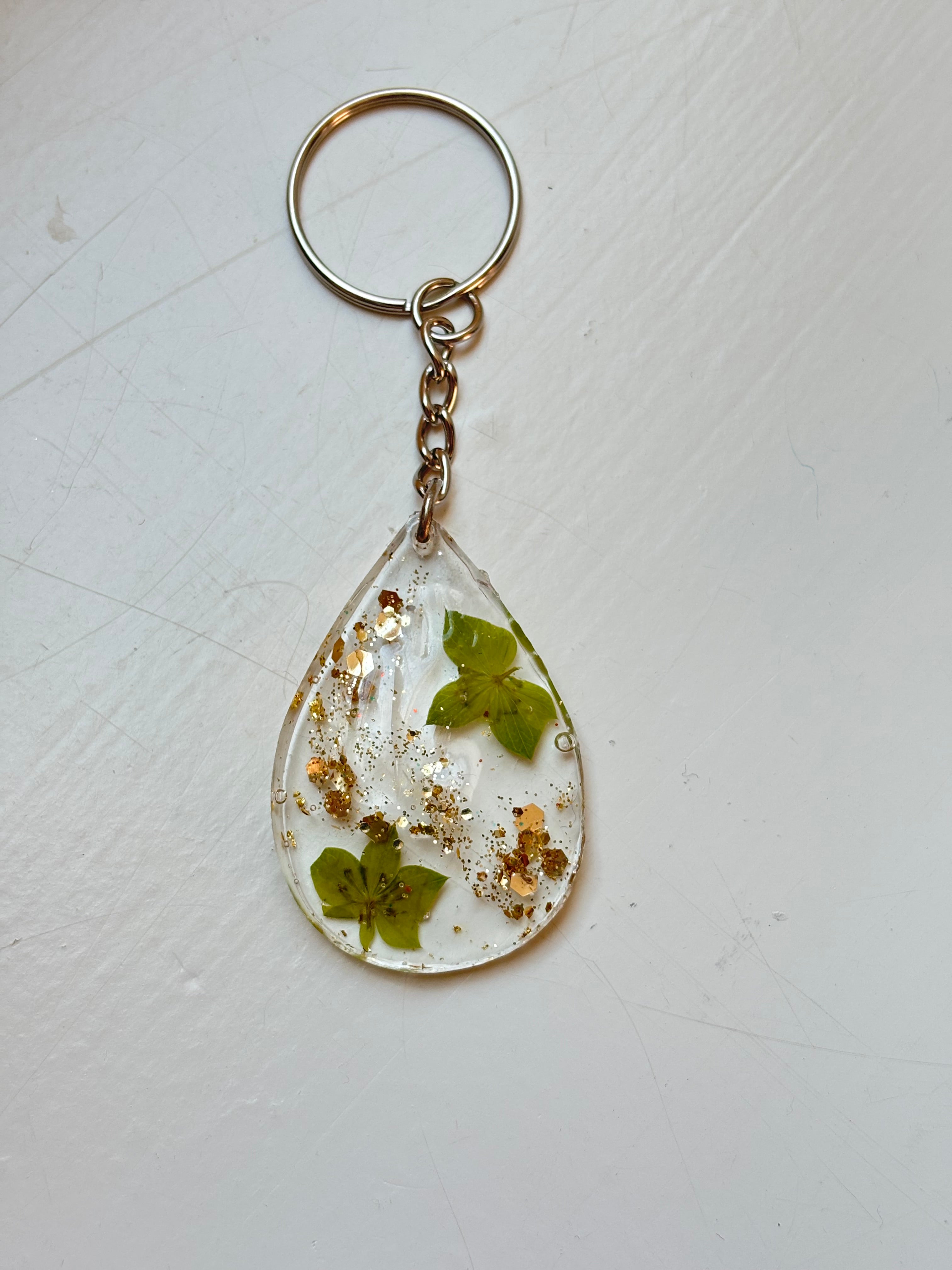 Floral Tear-drop Shaped Keychains