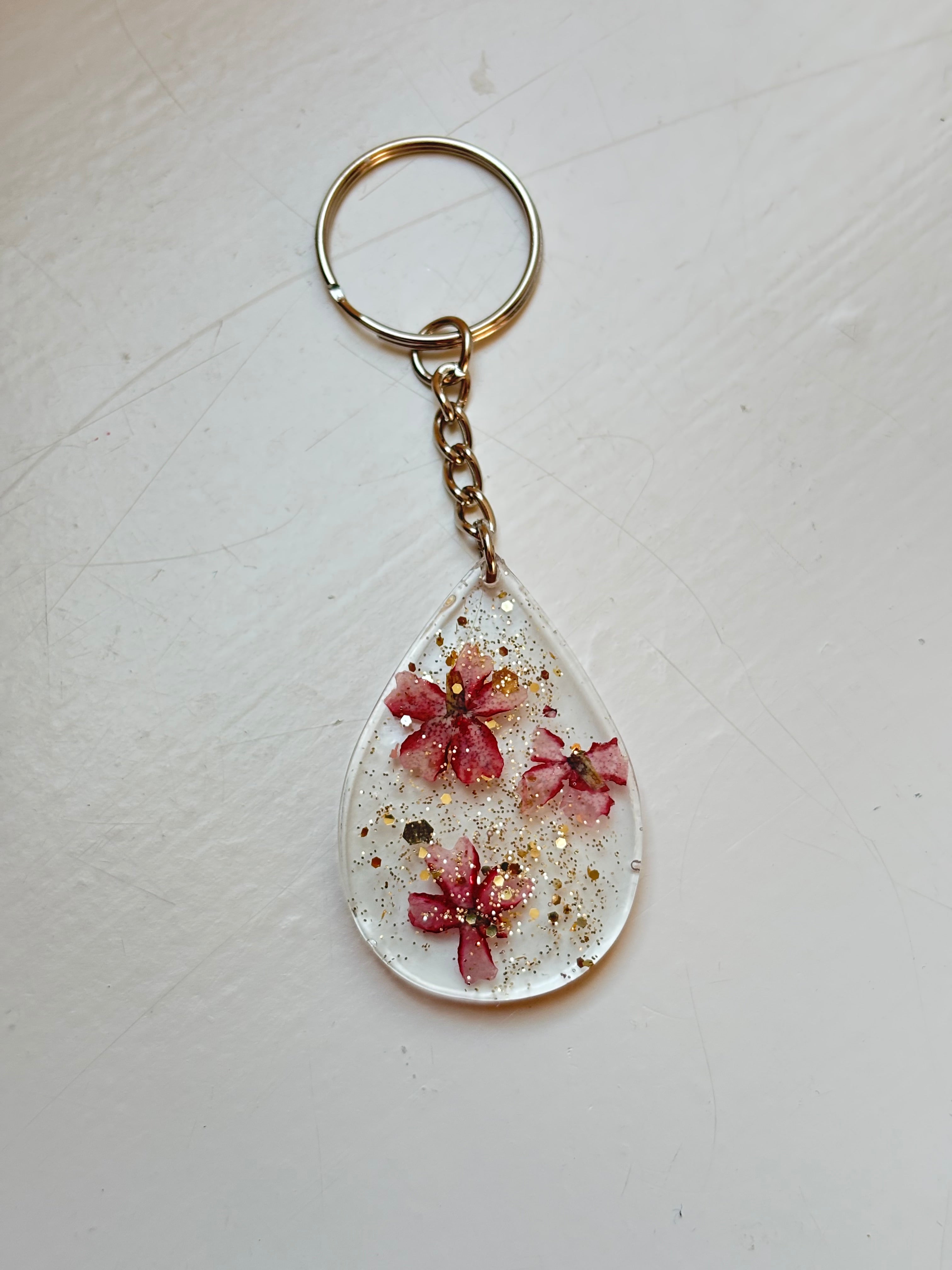 Floral Tear-drop Shaped Keychains