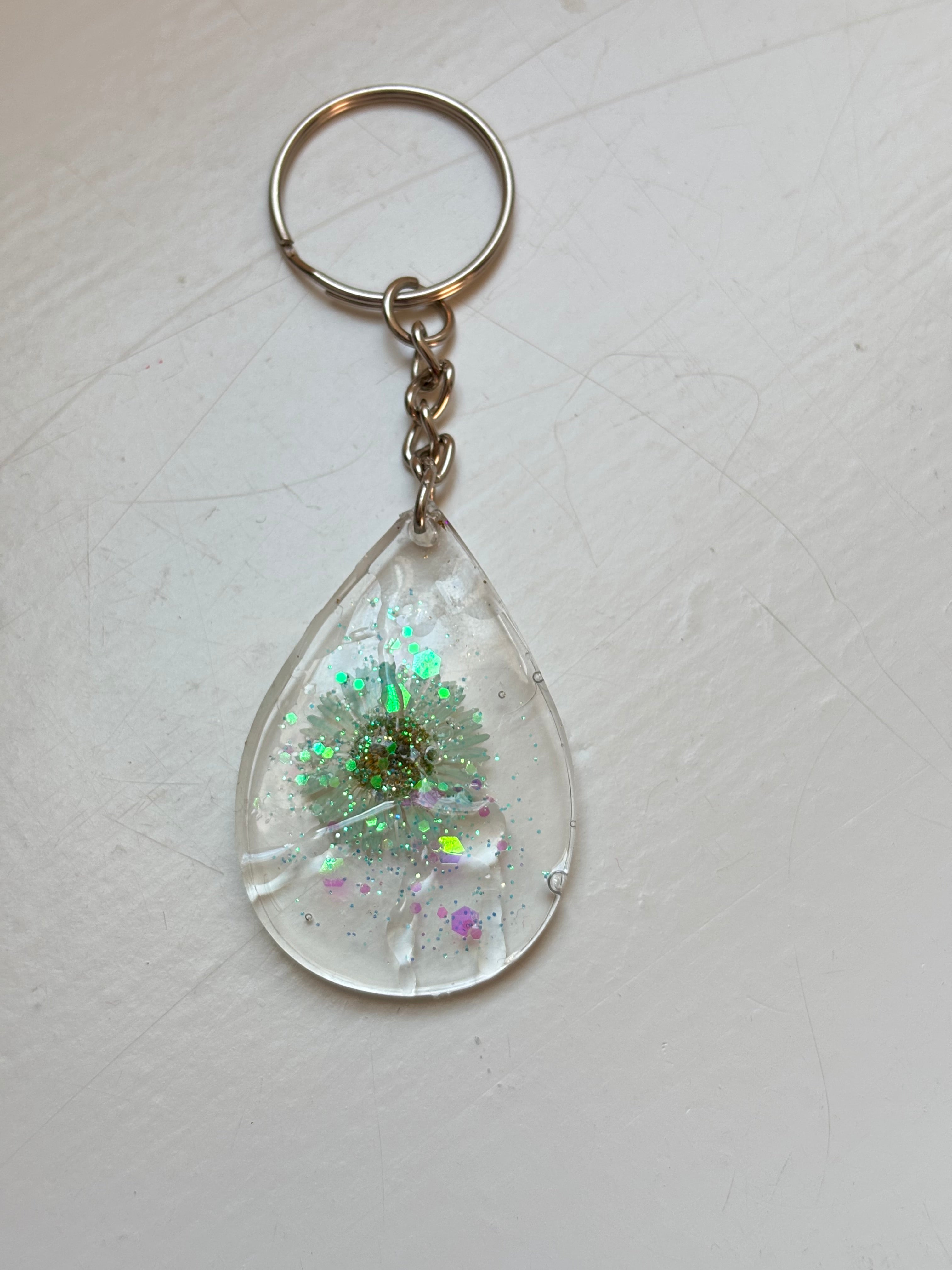 Floral Tear-drop Shaped Keychains