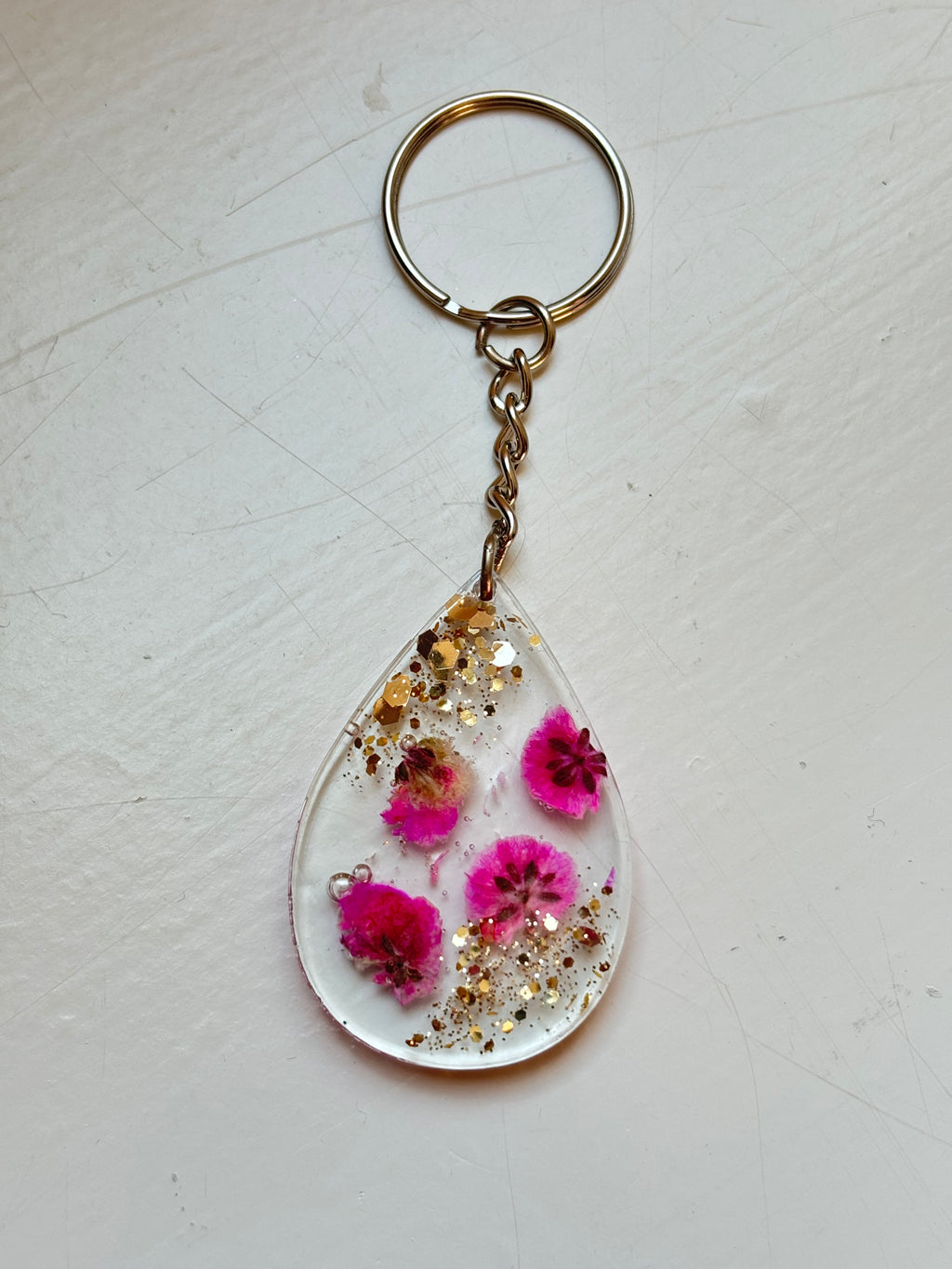 Floral Tear-drop Shaped Keychains