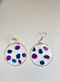 Dark Blue and Purple Flower Earrings