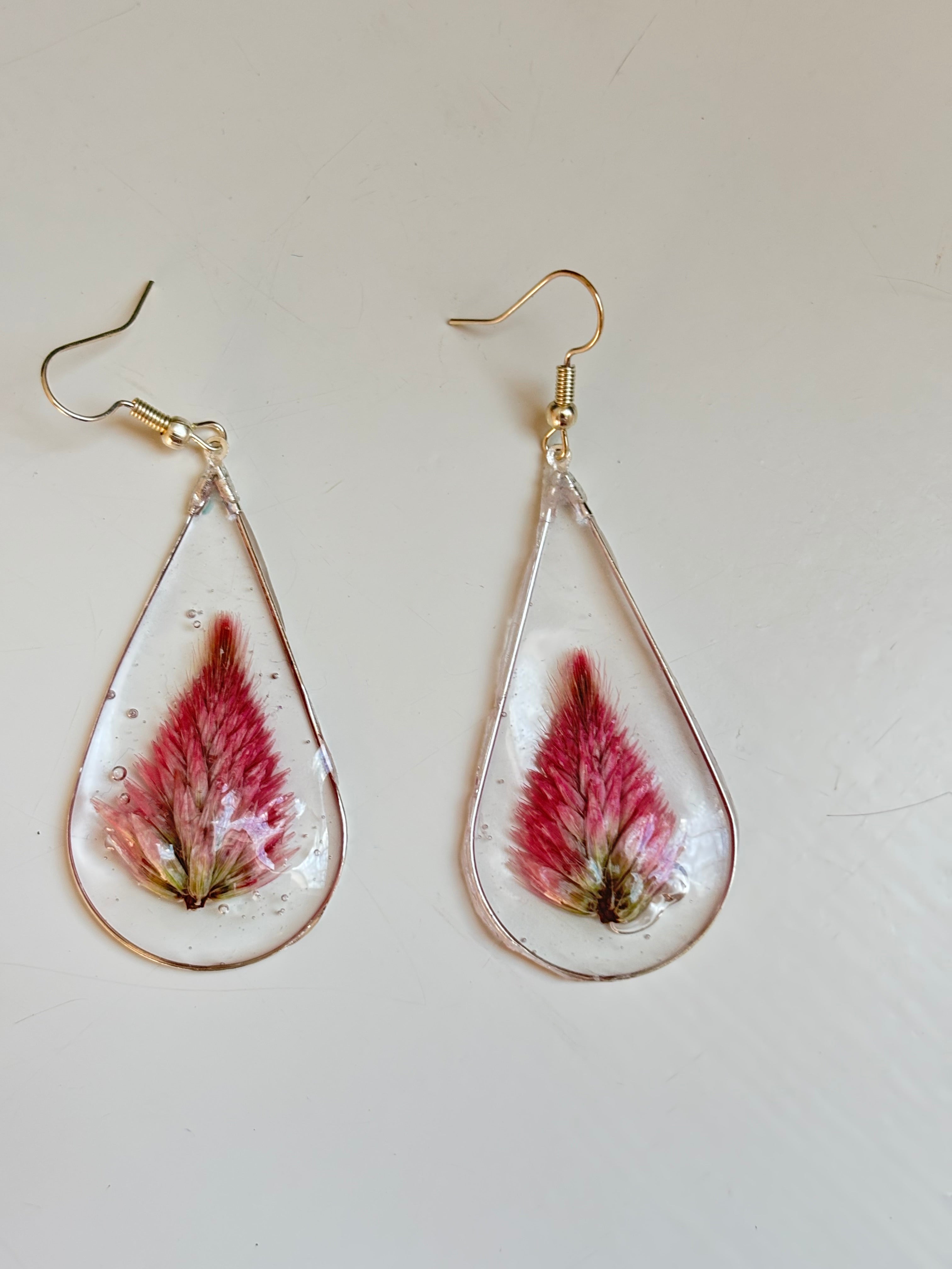 Tear-drop Fire Flower Earring