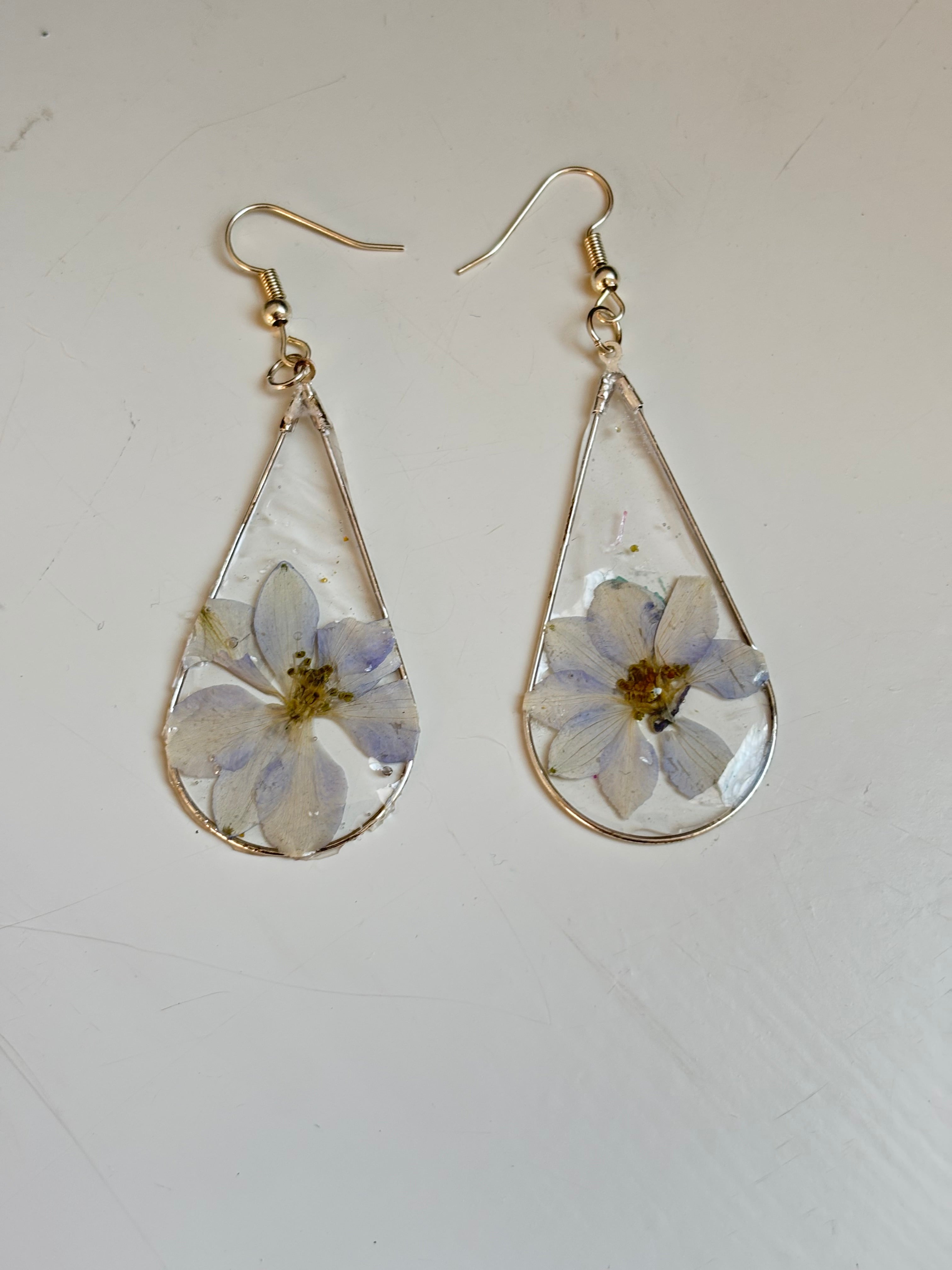 Light Blue Tear-drop Earrings