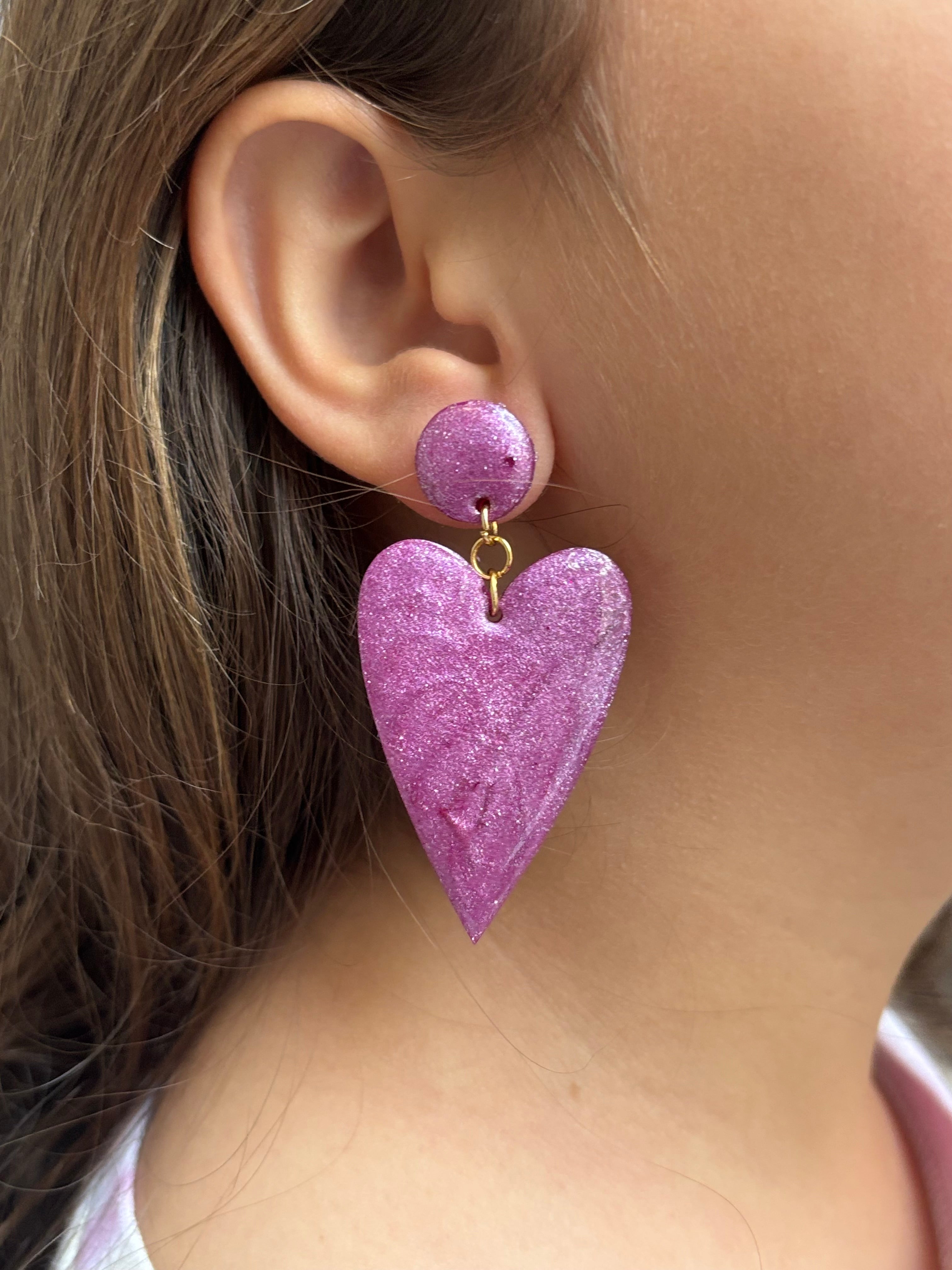Valentine's Heart Earrings (Purple- Shimmer)