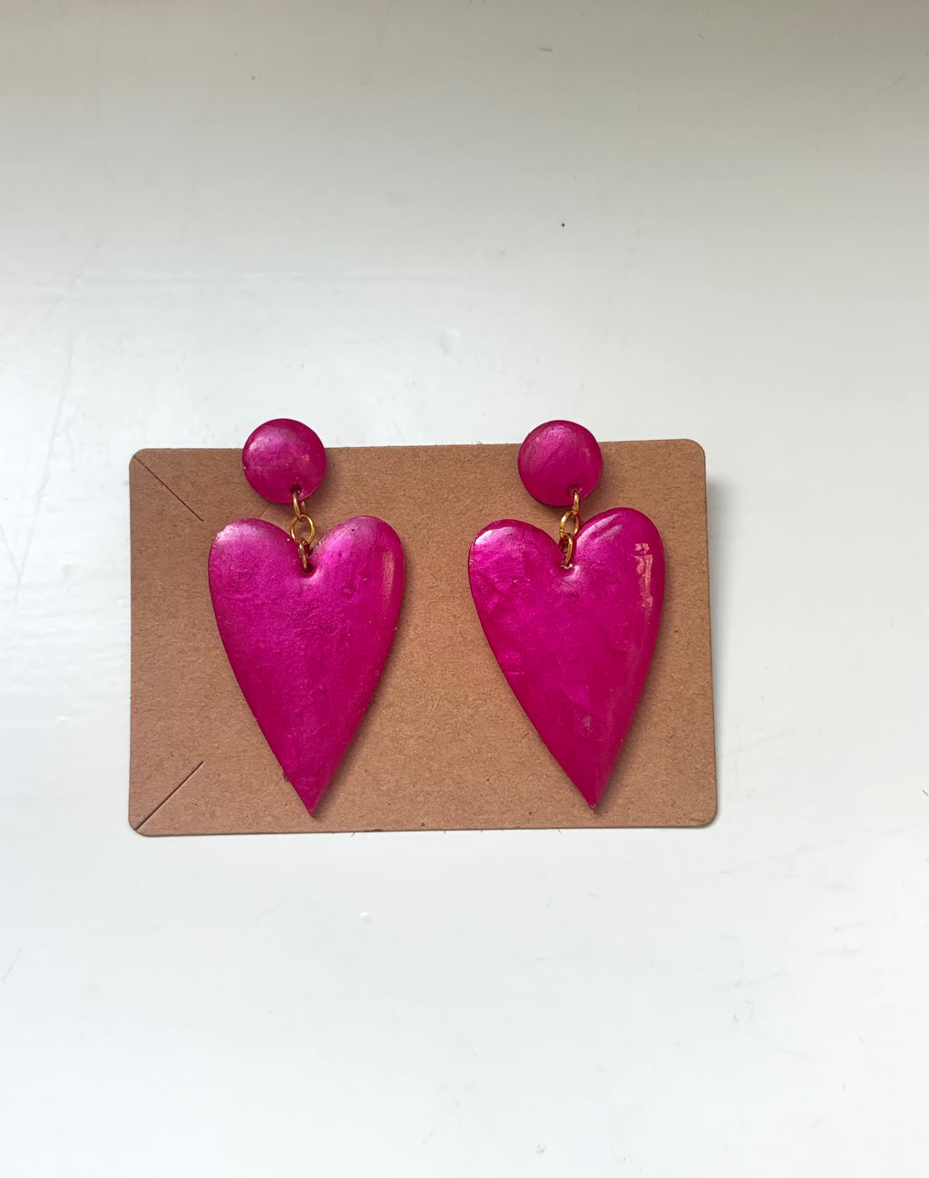Valentine's Heart Earrings (Dark Pink- Shimmer)