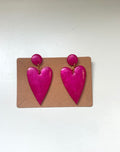 Valentine's Heart Earrings (Dark Pink- Shimmer)