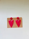 Valentine's Heart Earrings (Pink- Glitter)