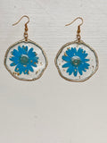 Blue Circle Daisy Earrings