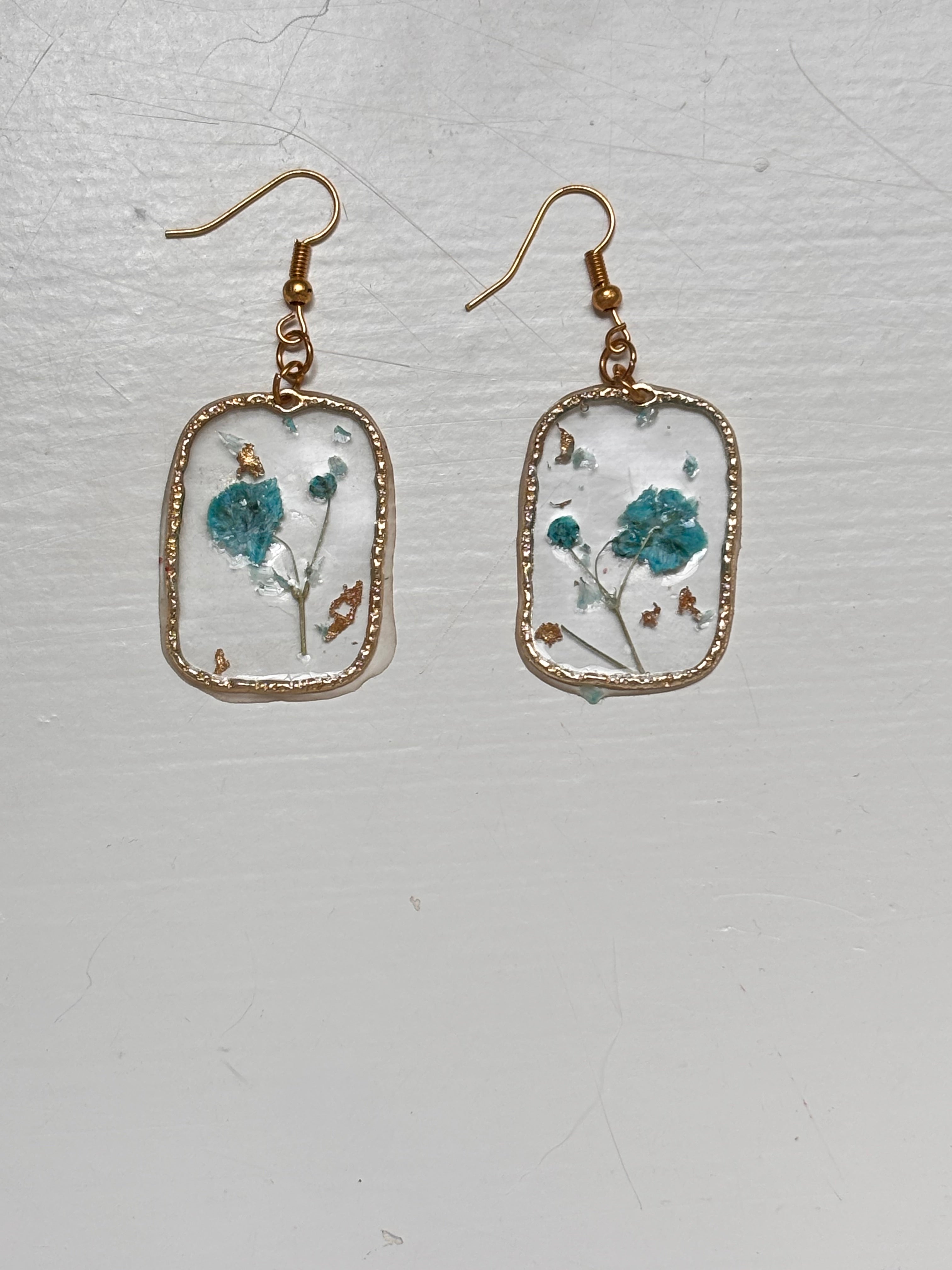 Teal Rectangular Earrings