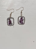Small Purple and Silver Flower Earrings