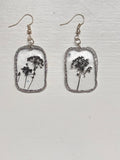 Sliver and Black Flower Earrings