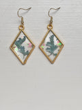 Light Blue and Gold Dimond-Shaped Flower Earrings
