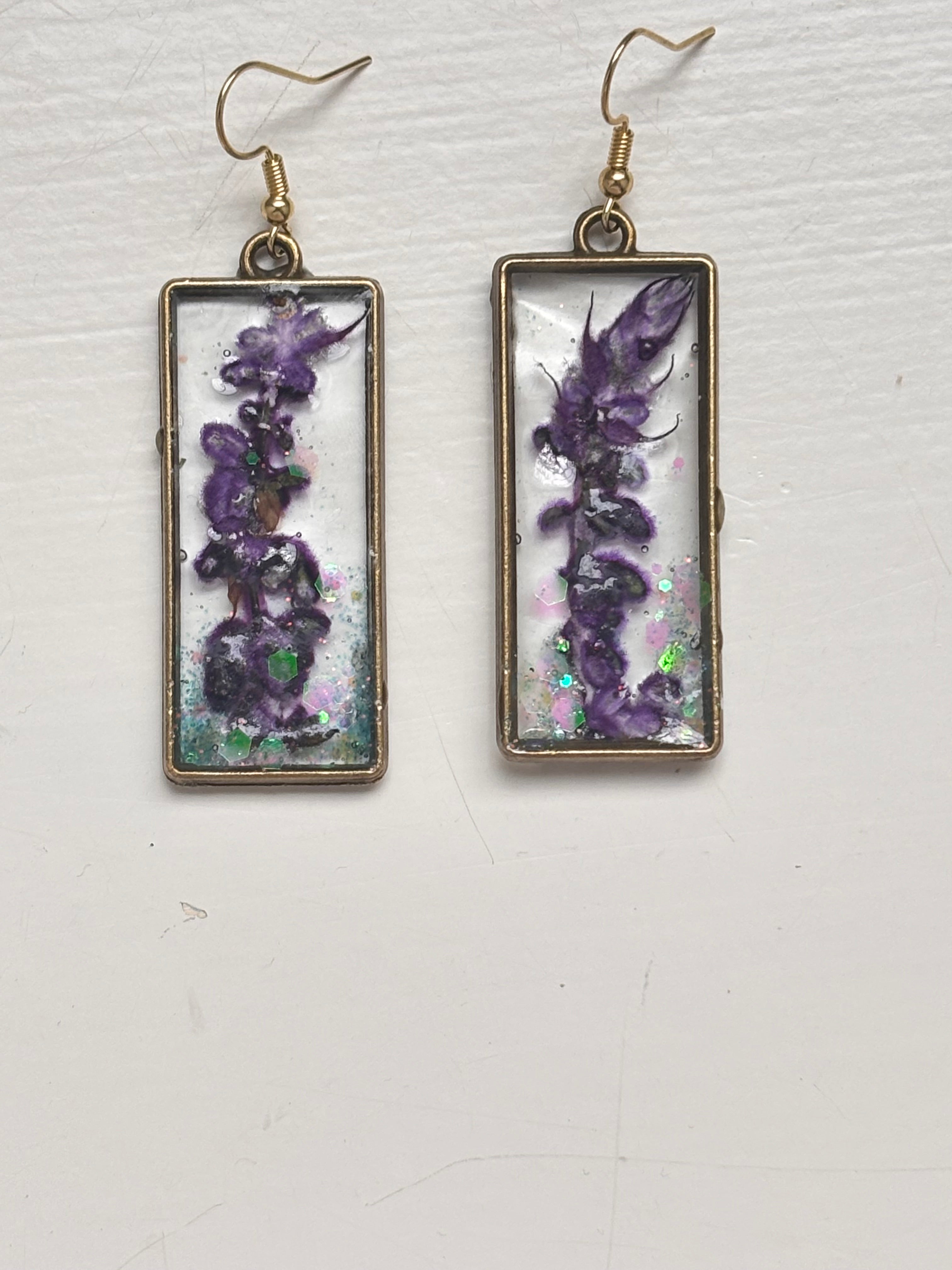 Bronze and Purple Flower Earrings