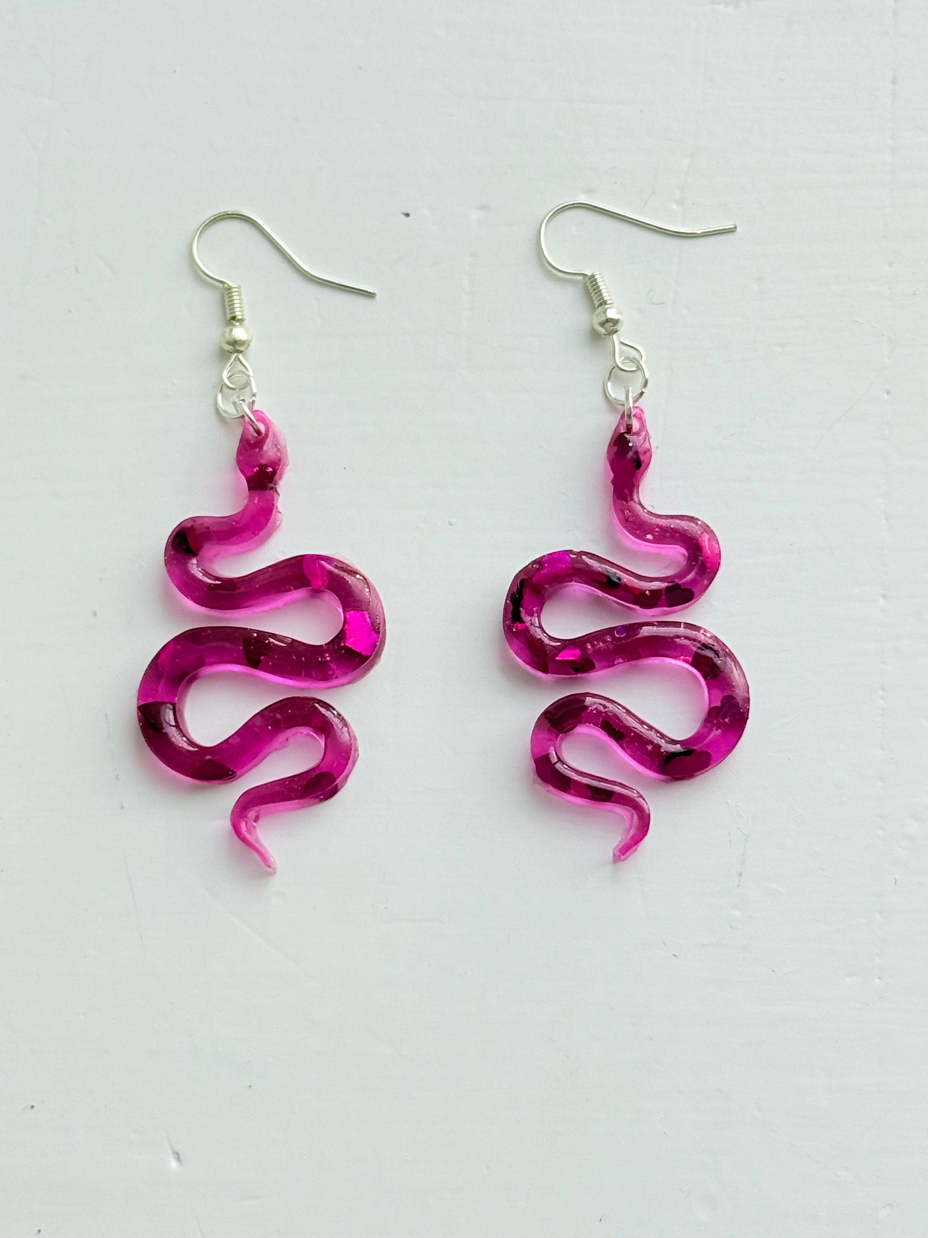 Snake Earrings (Pink)