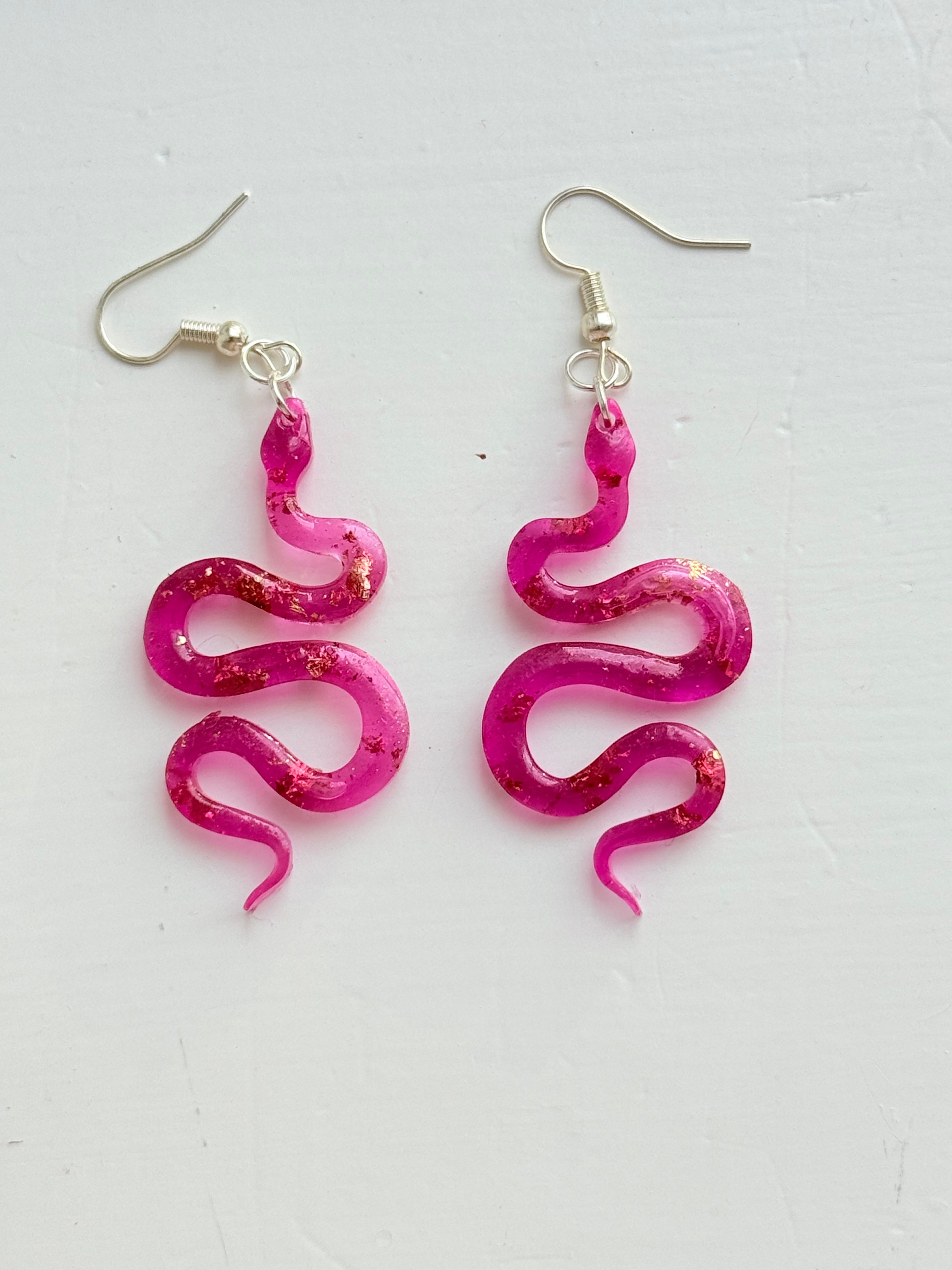 Snake Earrings (Pink)