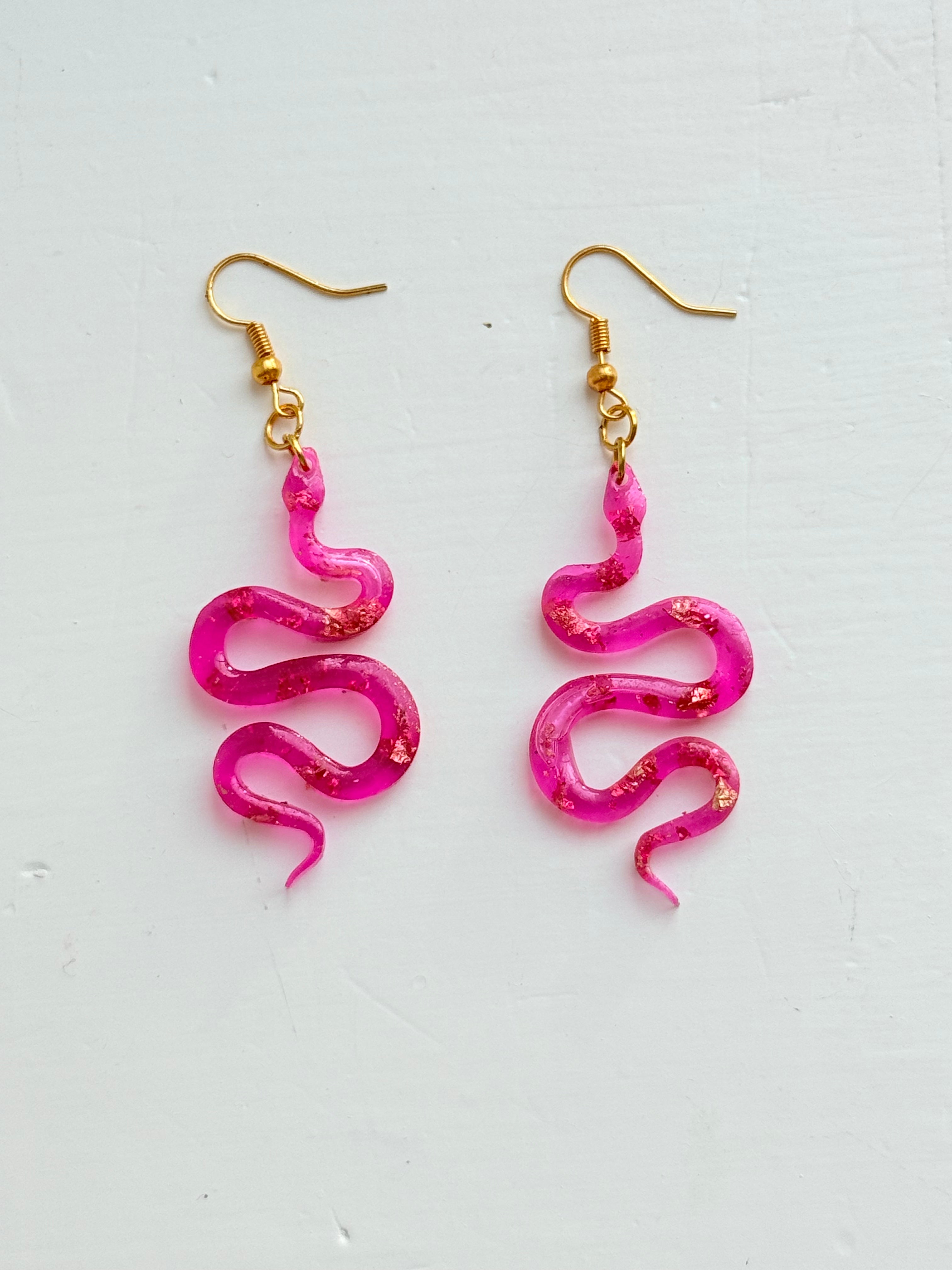 Snake Earrings (Pink)