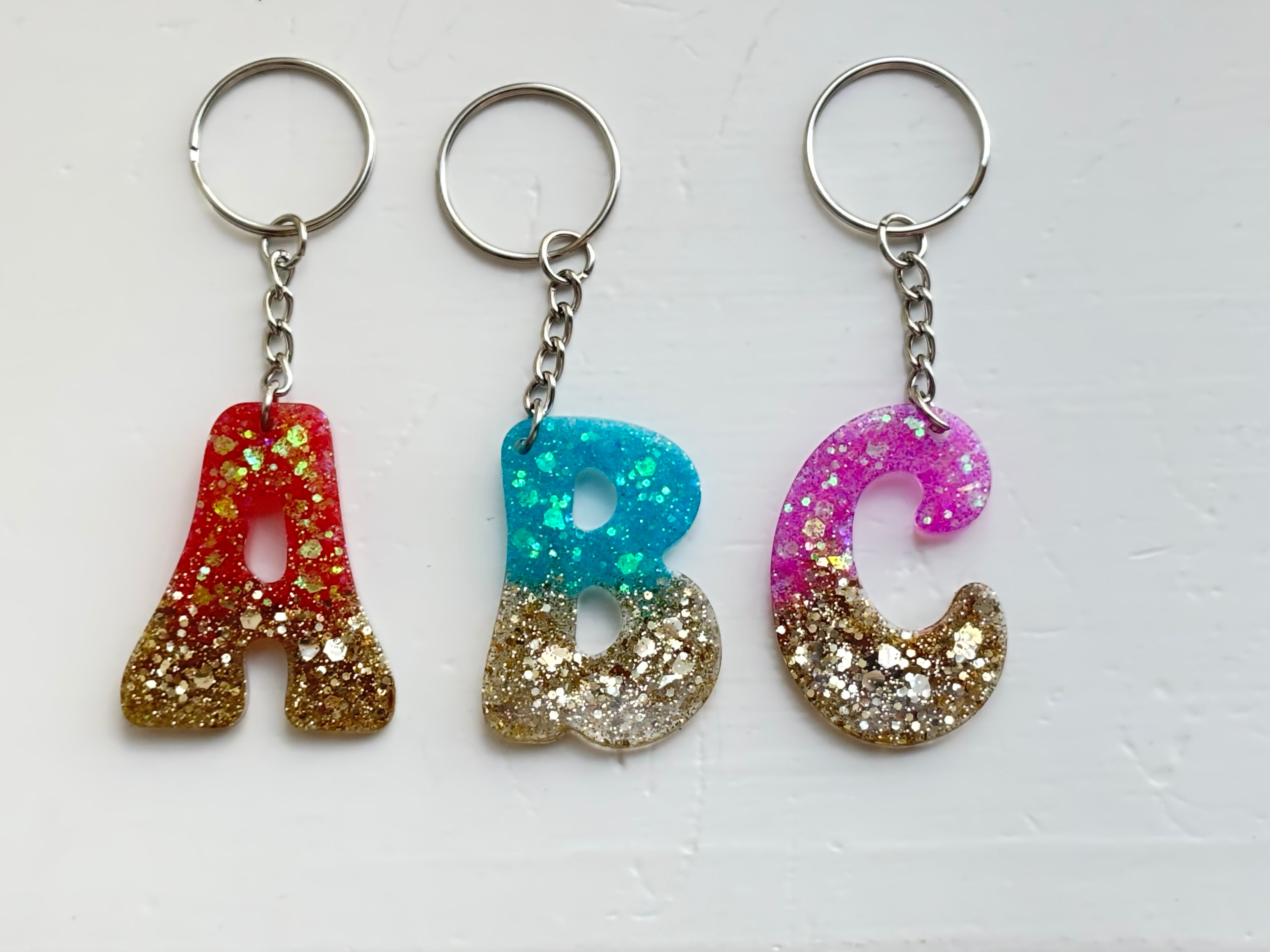 Sparkly Letter Keychains (A-C)
