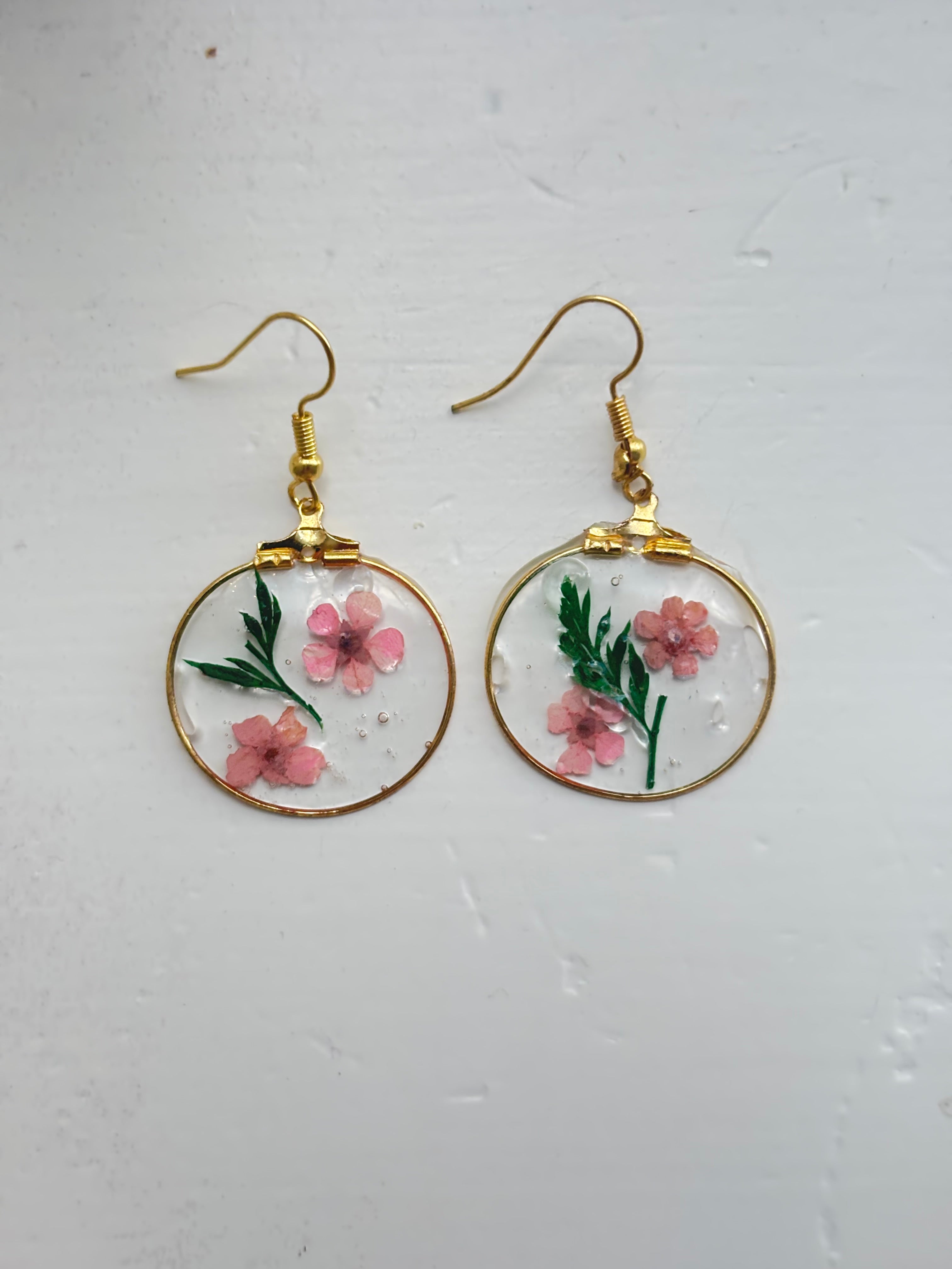 Small Pink Circle Earrings